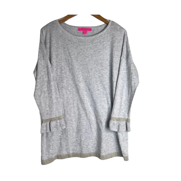 Lilly Pulitzer Sweaters - Lilly Pulitzer Charla Sweater CoolMax Heathered Crew Light Gray Size‎ Medium